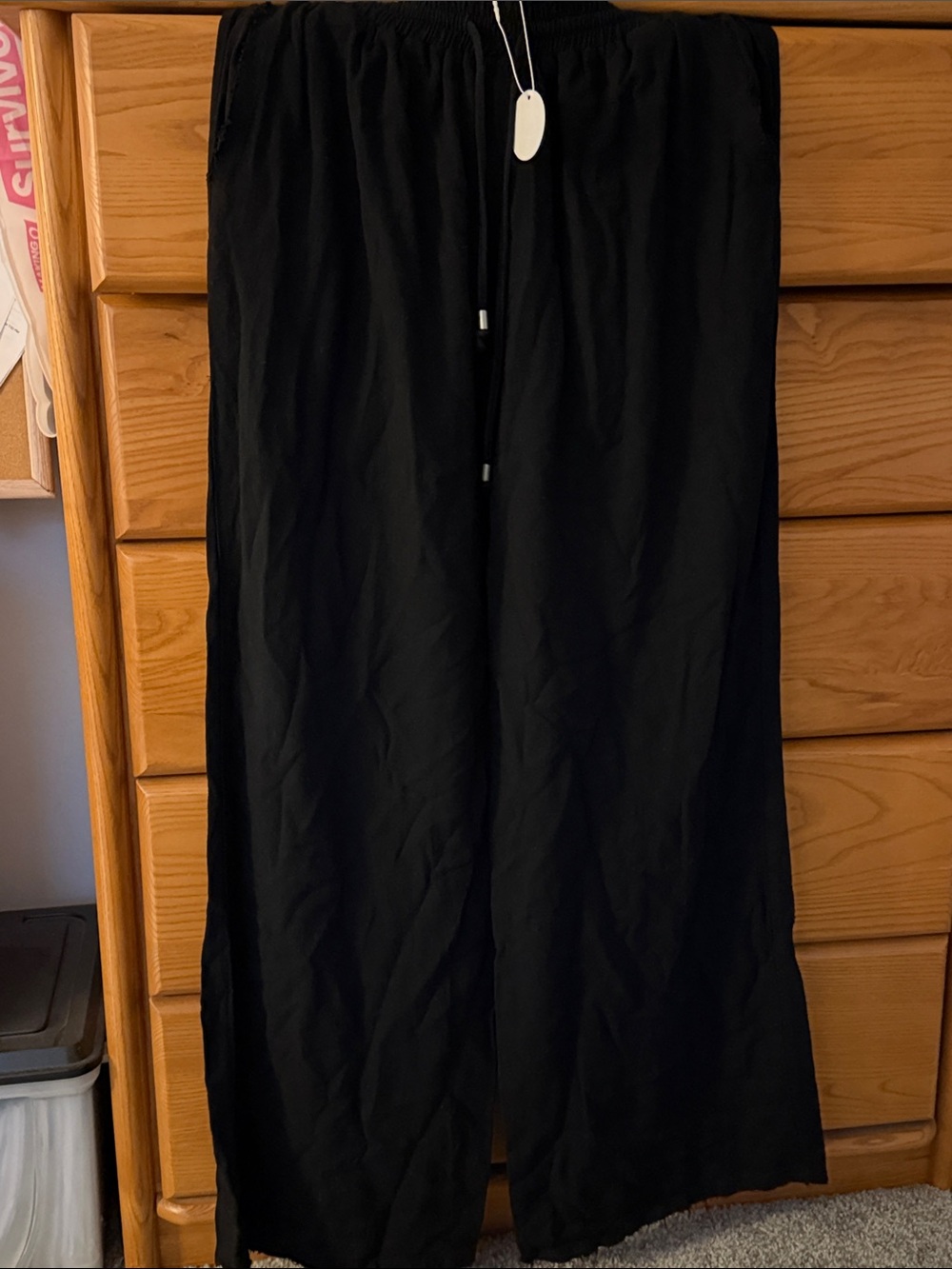 ODDY Women’s Black Elastic-Waist Drawstring Pants